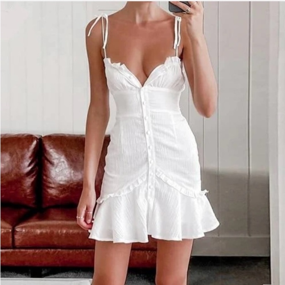 White cotton mini dress. New without tags